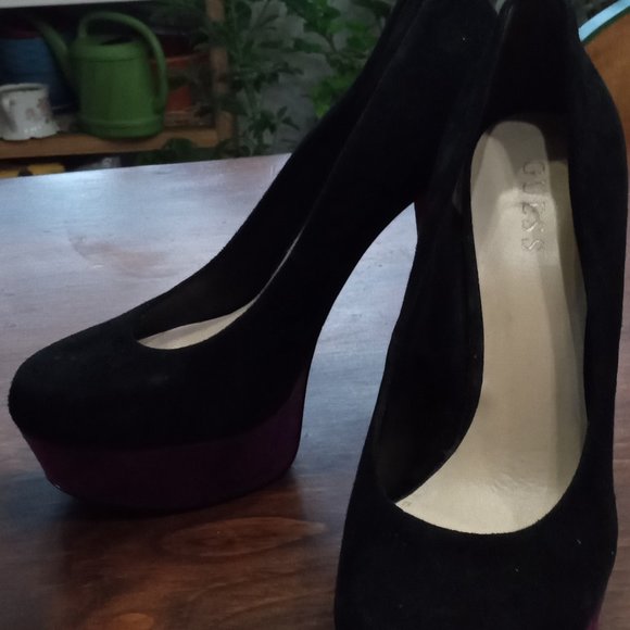 Guess Suede Color-block Platform Heels - Picture 2 of 5
